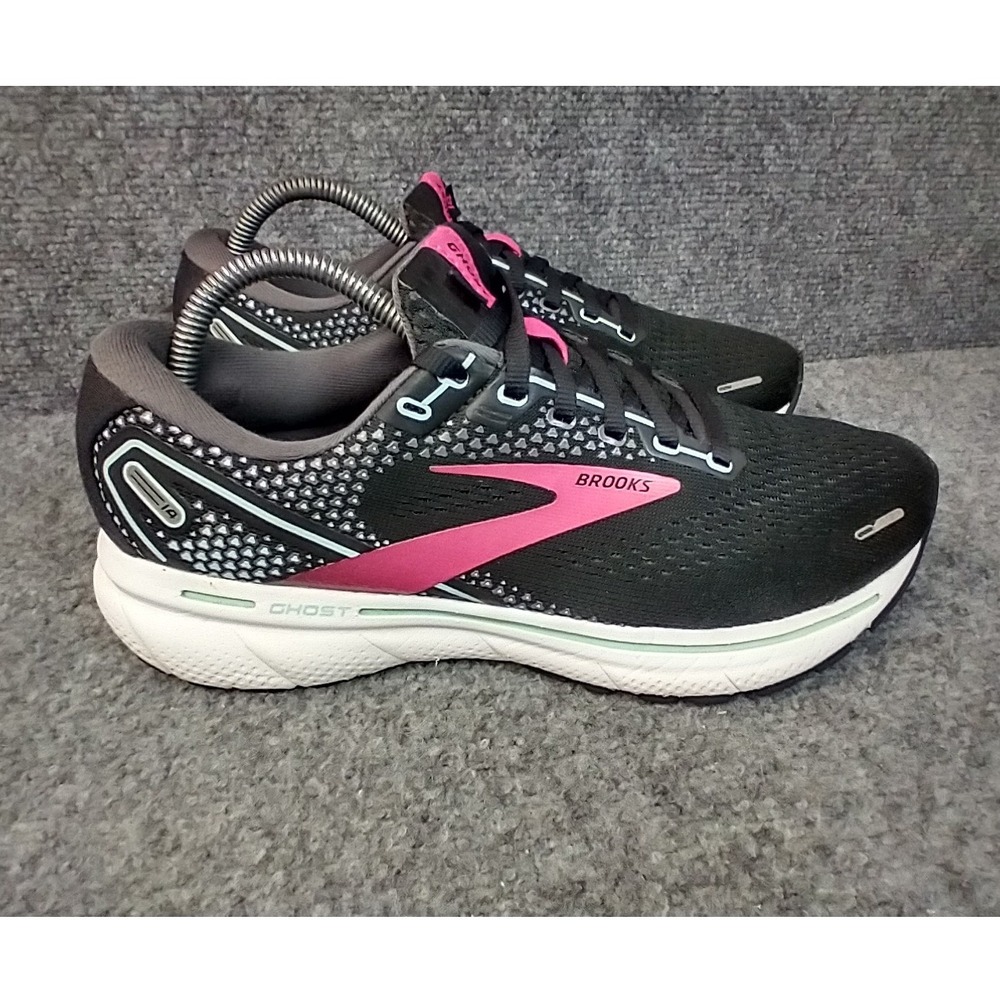 Brooks Ghost 14 Running Shoes Women Size 9 Black Pink 1203561B013
